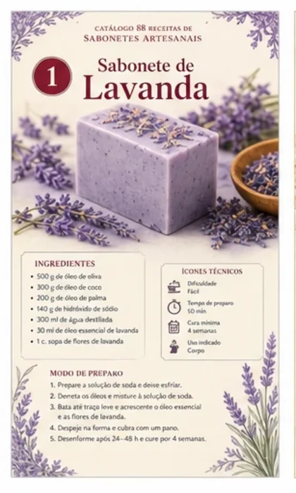 Ficha de receita de sabonete artesanal de lavanda