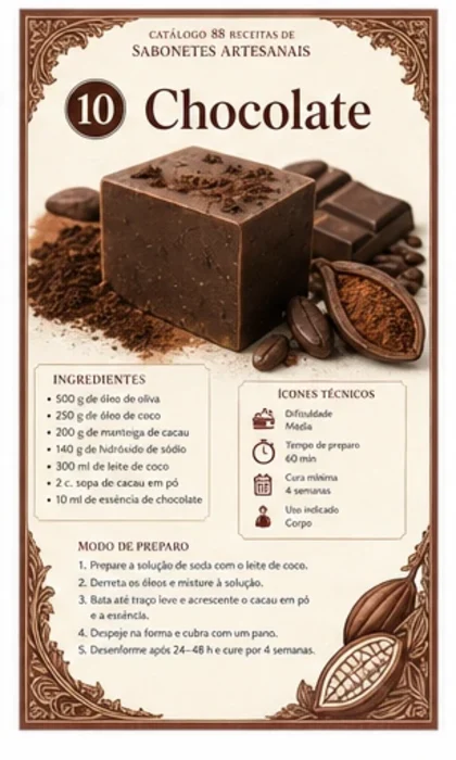 Ficha de receita de sabonete artesanal de chocolate