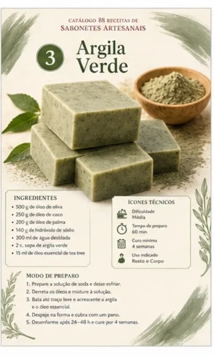 Ficha de receita de sabonete artesanal de argila verde