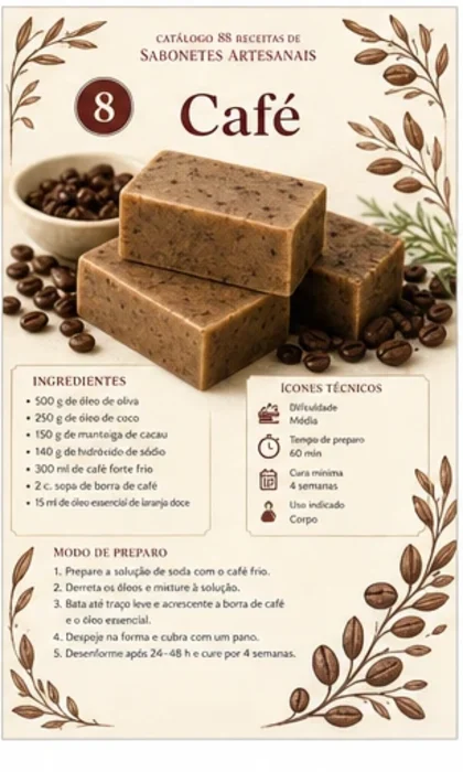 Ficha de receita de sabonete artesanal de cafe