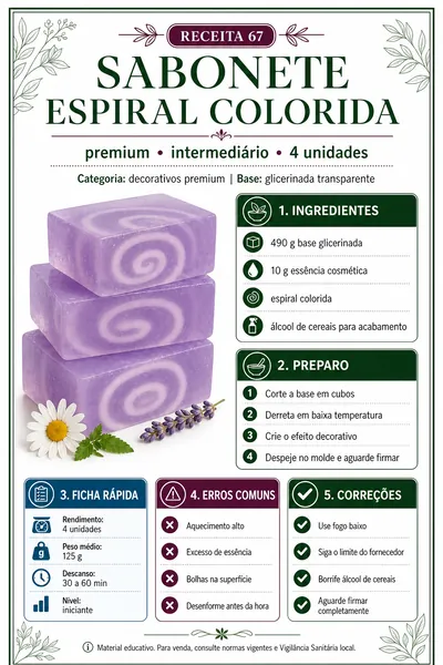 Pagina de receita do sabonete espiral colorida do catalogo