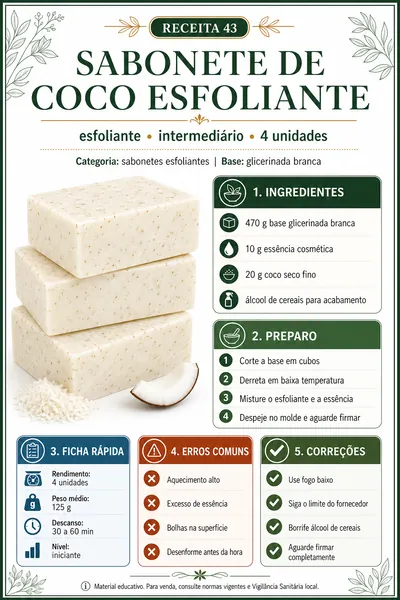 Pagina de receita do sabonete esfoliante de coco do catalogo