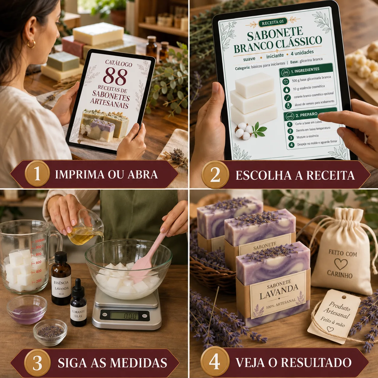 Quatro passos para usar o Catálogo de Sabonetes Artesanais