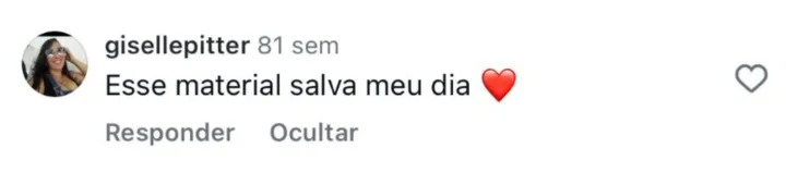 Depoimento de cliente sobre o material