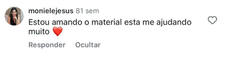Depoimento de cliente sobre o material